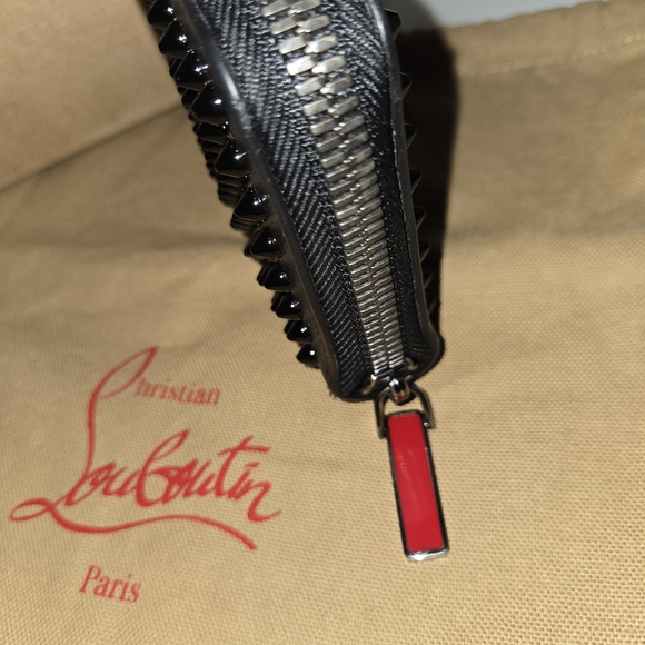 Christian Louboutin Black Studded Zip Wallet - Picture 7 of 9